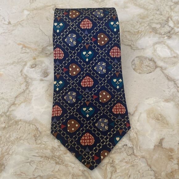 Christian Dior 100% Silk Hearts Patchwork CD Monogram Multicolour Tie - Picture 3 of 10